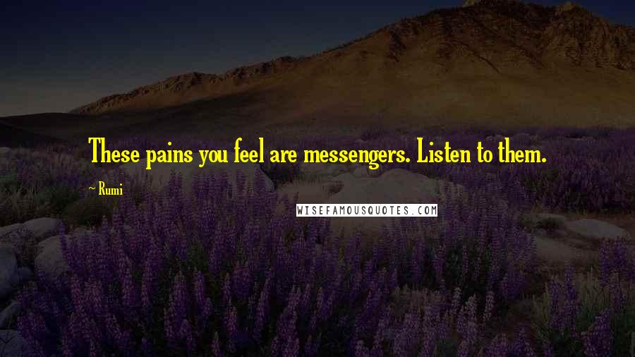 Rumi Quotes: These pains you feel are messengers. Listen to them.