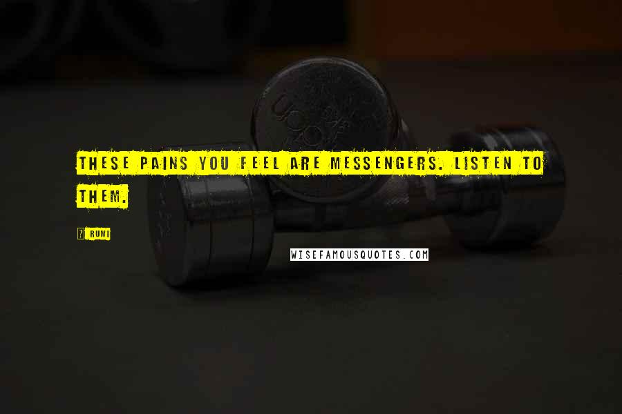 Rumi Quotes: These pains you feel are messengers. Listen to them.