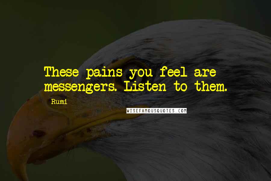 Rumi Quotes: These pains you feel are messengers. Listen to them.