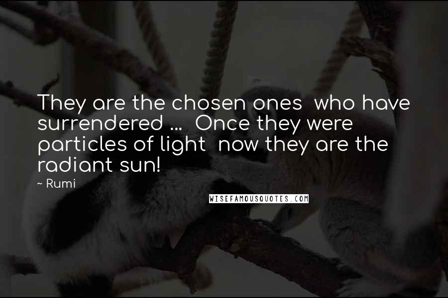 Rumi Quotes: They are the chosen ones  who have surrendered ...  Once they were particles of light  now they are the radiant sun!