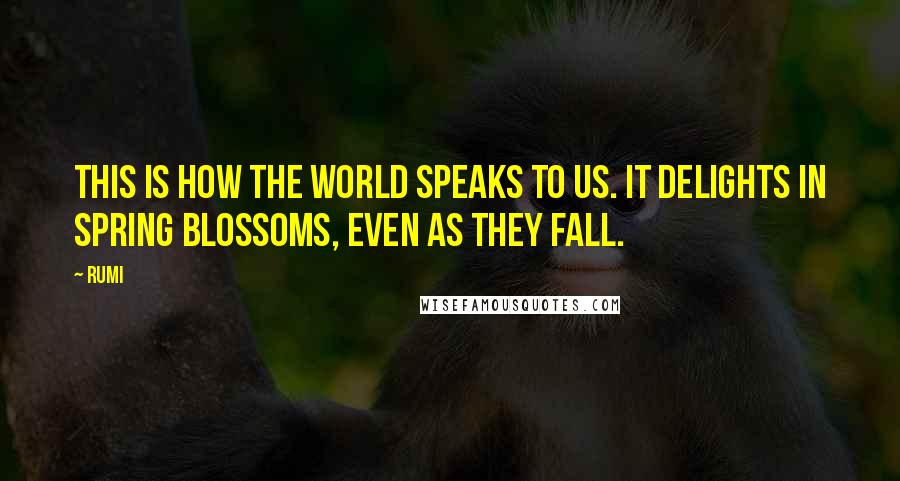 Rumi Quotes: This is how the world speaks to us. It delights in spring blossoms, even as they fall.