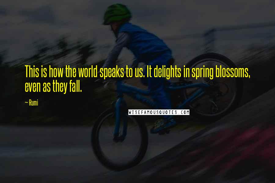 Rumi Quotes: This is how the world speaks to us. It delights in spring blossoms, even as they fall.