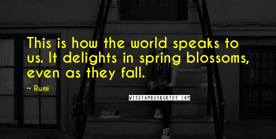 Rumi Quotes: This is how the world speaks to us. It delights in spring blossoms, even as they fall.