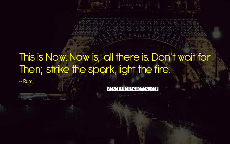 Rumi Quotes: This is Now. Now is,  all there is. Don't wait for Then;  strike the spark, light the fire.