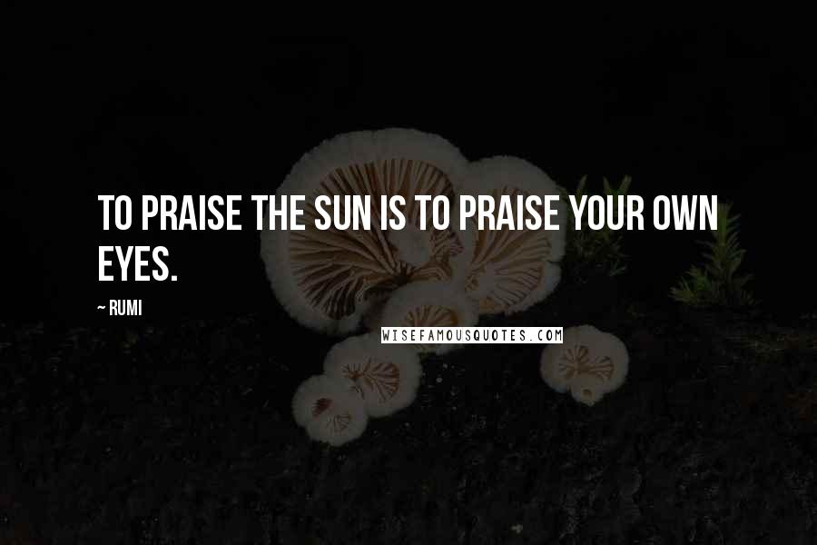 Rumi Quotes: To praise the sun is to praise your own eyes.