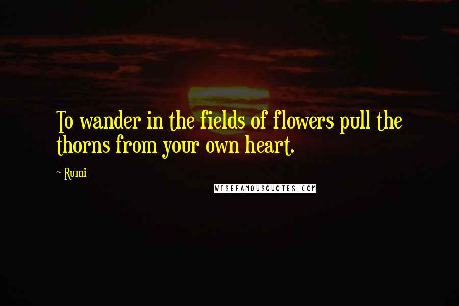 Rumi Quotes: To wander in the fields of flowers pull the thorns from your own heart.