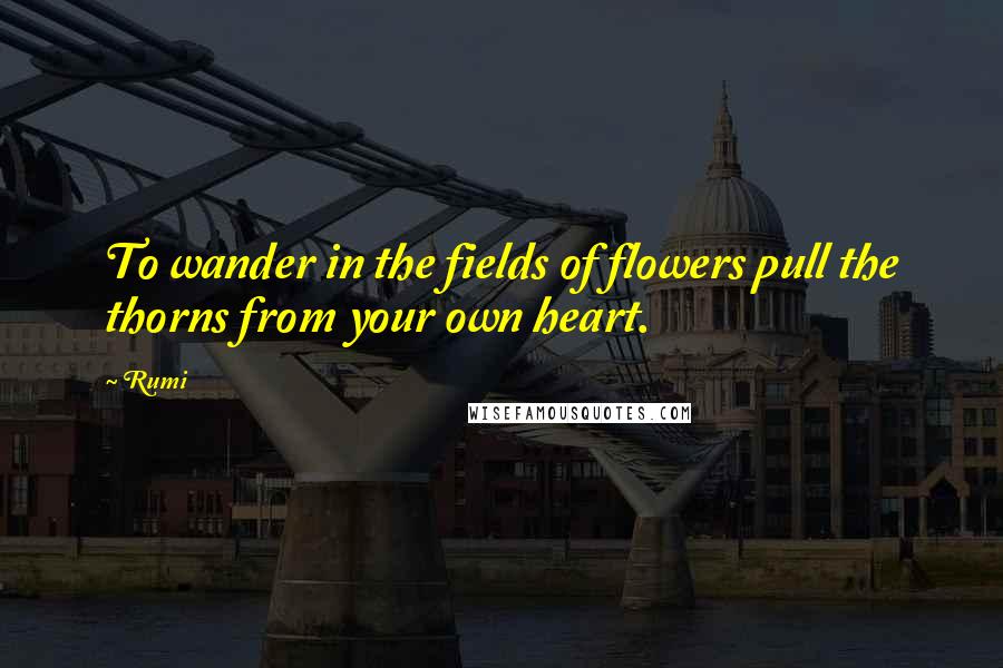 Rumi Quotes: To wander in the fields of flowers pull the thorns from your own heart.