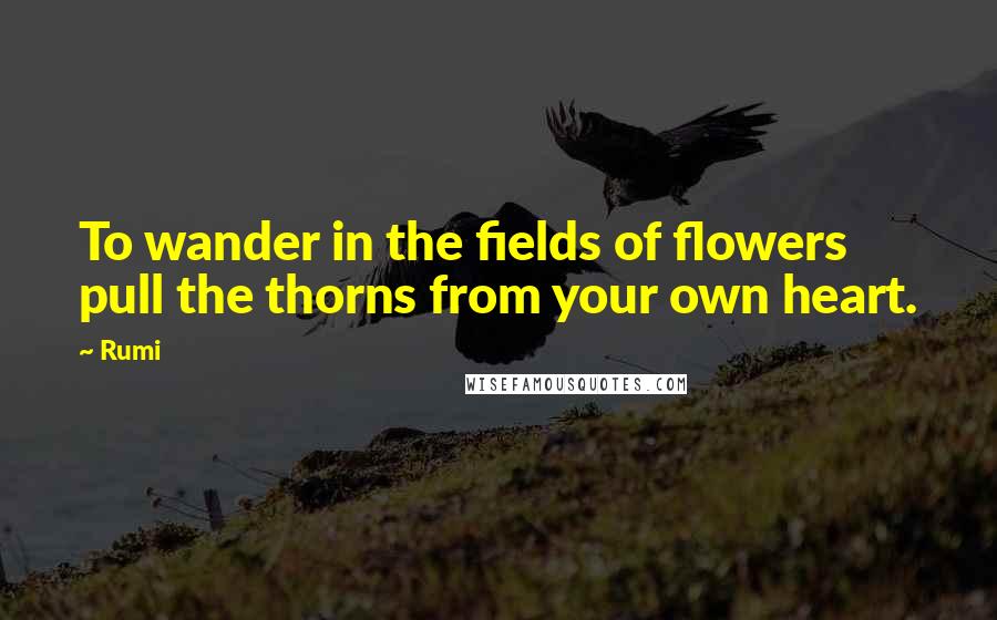Rumi Quotes: To wander in the fields of flowers pull the thorns from your own heart.