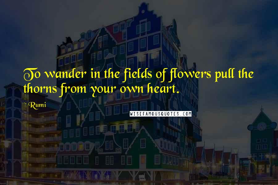 Rumi Quotes: To wander in the fields of flowers pull the thorns from your own heart.
