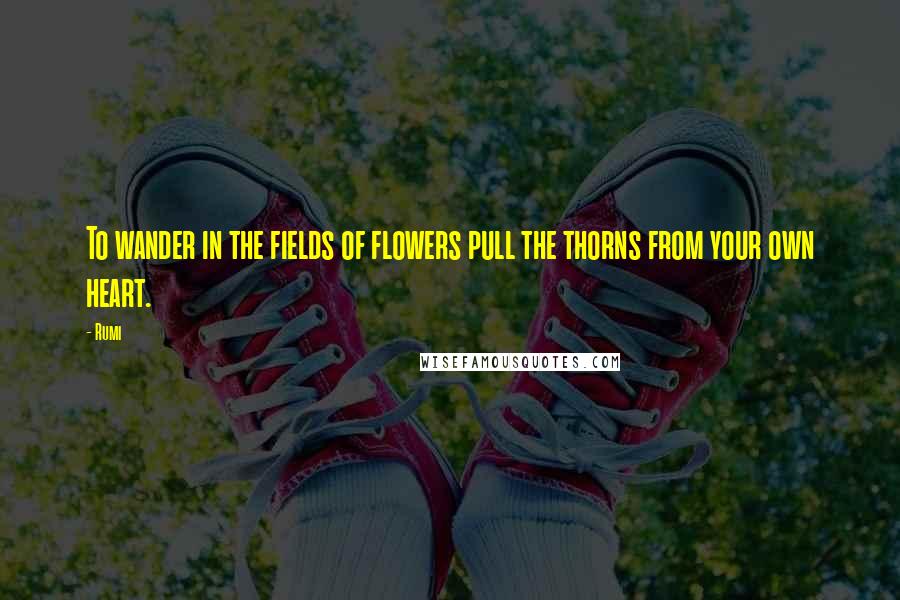 Rumi Quotes: To wander in the fields of flowers pull the thorns from your own heart.