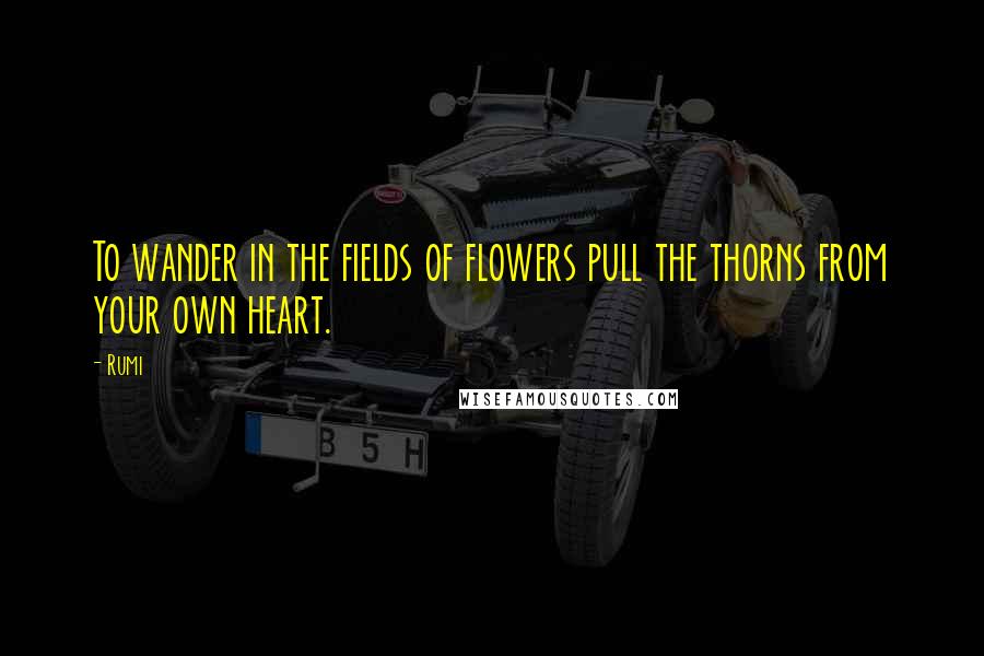 Rumi Quotes: To wander in the fields of flowers pull the thorns from your own heart.