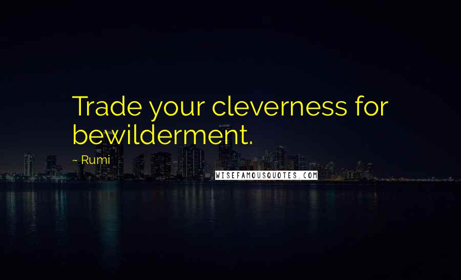 Rumi Quotes: Trade your cleverness for bewilderment.