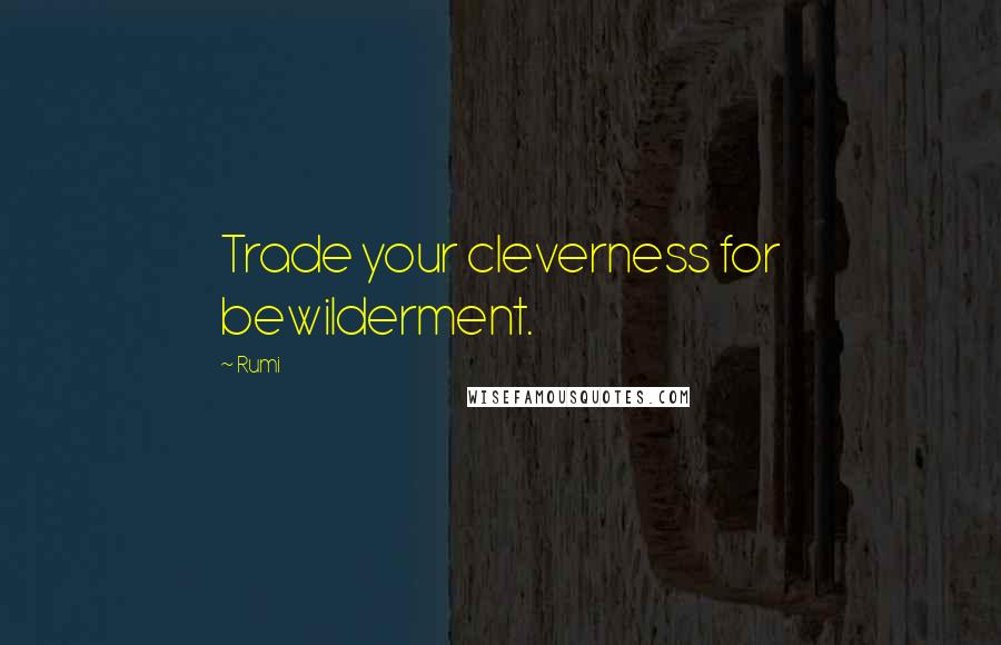 Rumi Quotes: Trade your cleverness for bewilderment.
