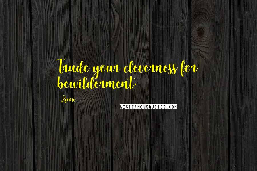 Rumi Quotes: Trade your cleverness for bewilderment.