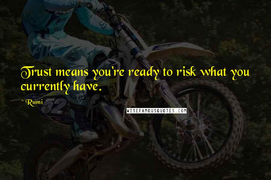 Rumi Quotes: Trust means you're ready to risk what you currently have.