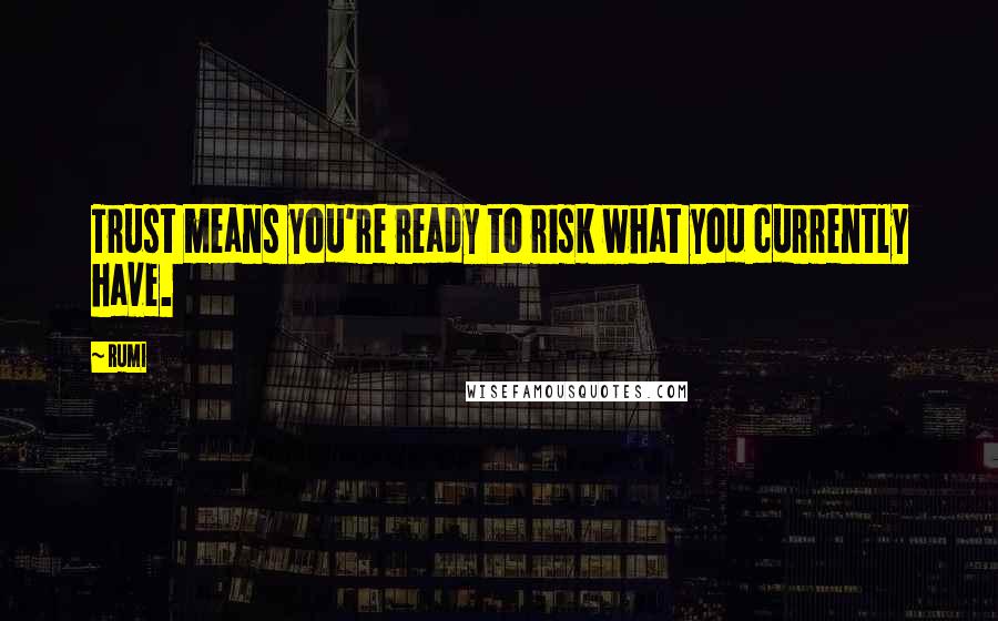 Rumi Quotes: Trust means you're ready to risk what you currently have.