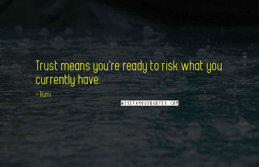 Rumi Quotes: Trust means you're ready to risk what you currently have.