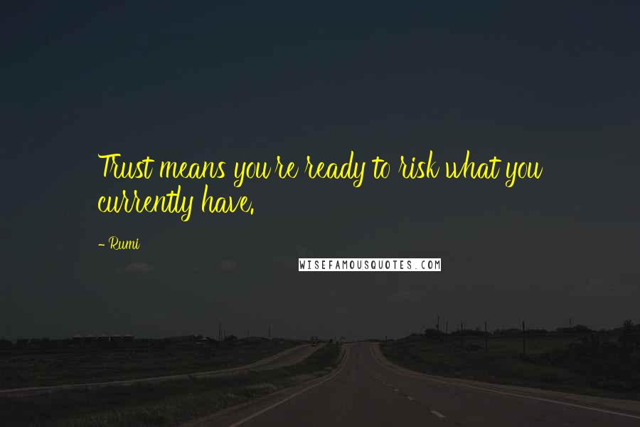 Rumi Quotes: Trust means you're ready to risk what you currently have.