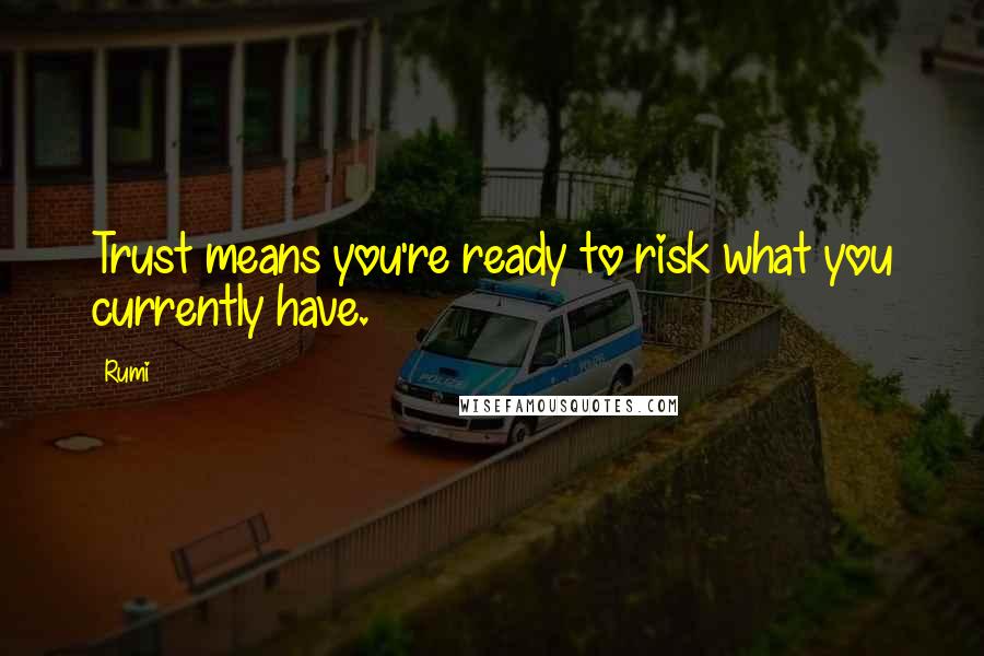 Rumi Quotes: Trust means you're ready to risk what you currently have.