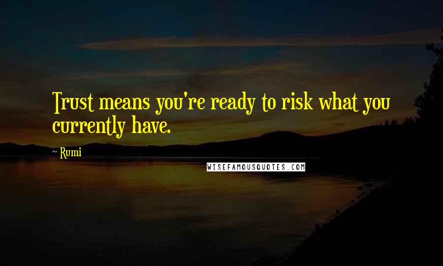 Rumi Quotes: Trust means you're ready to risk what you currently have.