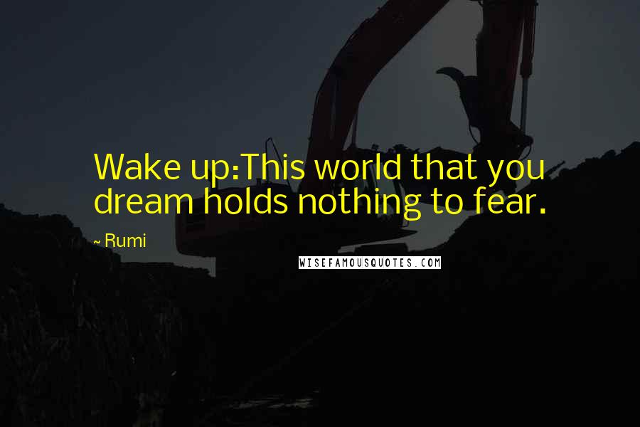 Rumi Quotes: Wake up:This world that you dream holds nothing to fear.