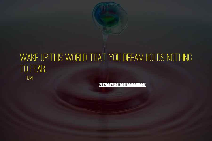 Rumi Quotes: Wake up:This world that you dream holds nothing to fear.
