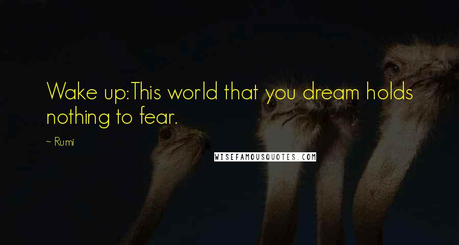 Rumi Quotes: Wake up:This world that you dream holds nothing to fear.