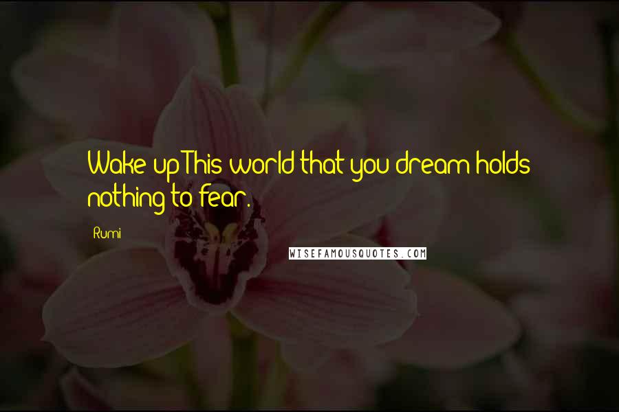 Rumi Quotes: Wake up:This world that you dream holds nothing to fear.