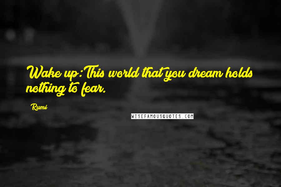 Rumi Quotes: Wake up:This world that you dream holds nothing to fear.