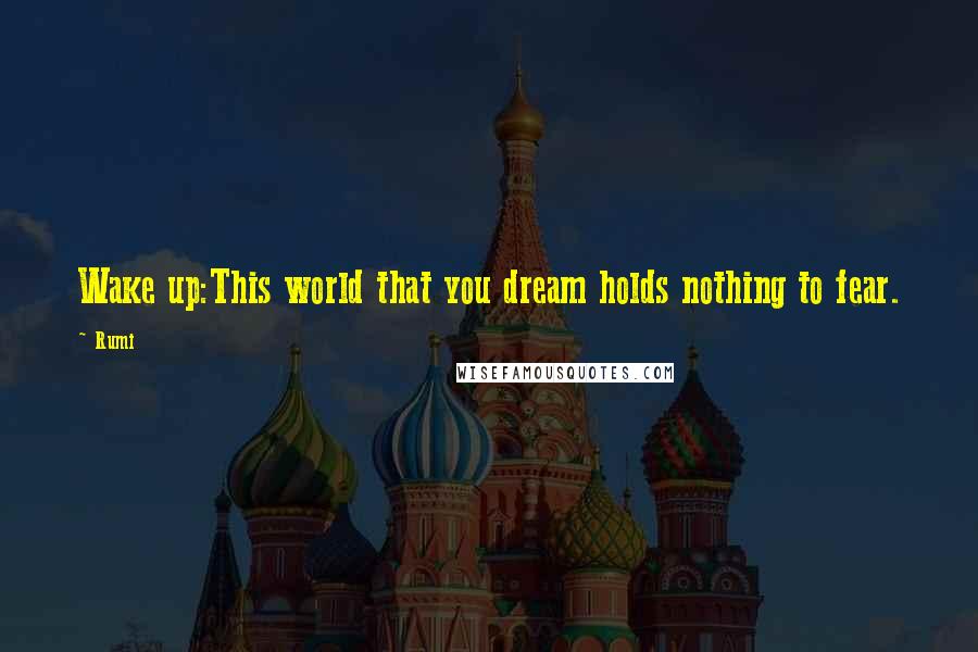 Rumi Quotes: Wake up:This world that you dream holds nothing to fear.