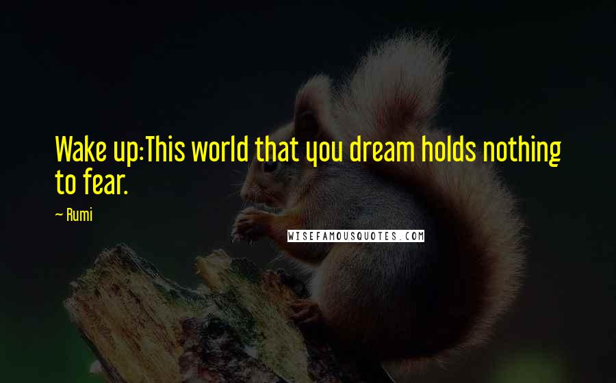 Rumi Quotes: Wake up:This world that you dream holds nothing to fear.