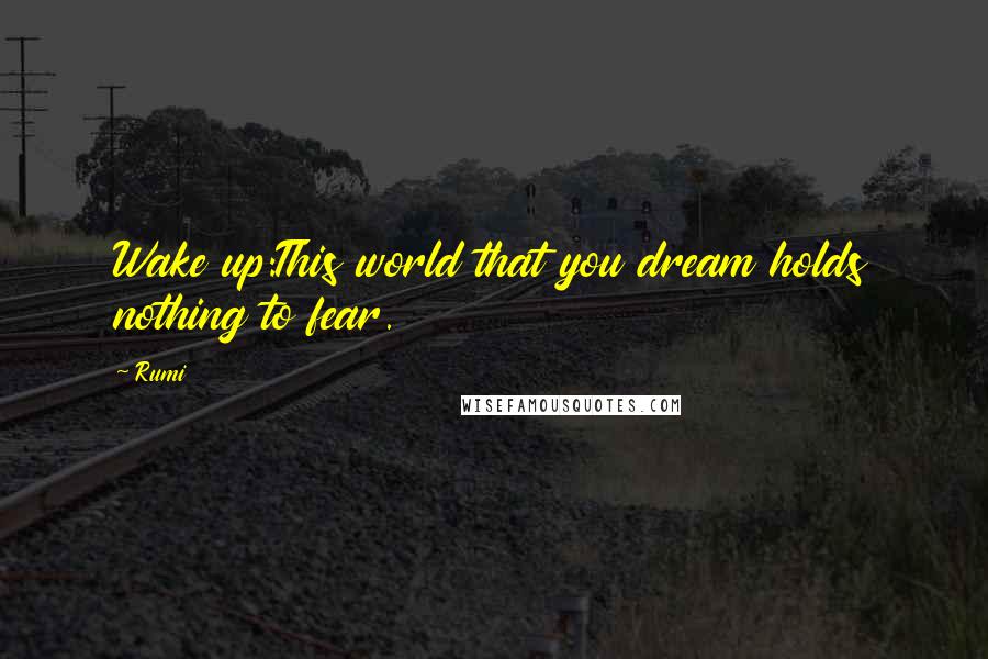 Rumi Quotes: Wake up:This world that you dream holds nothing to fear.