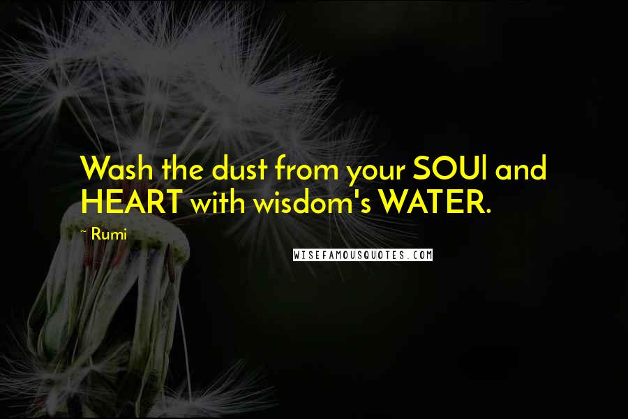 Rumi Quotes: Wash the dust from your SOUl and HEART with wisdom's WATER.