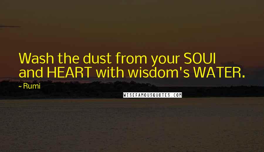 Rumi Quotes: Wash the dust from your SOUl and HEART with wisdom's WATER.