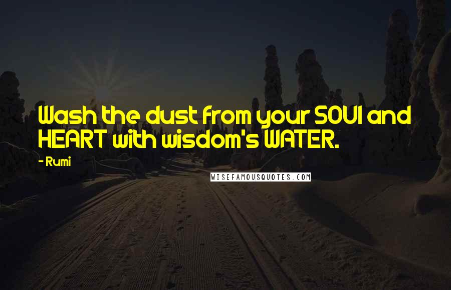 Rumi Quotes: Wash the dust from your SOUl and HEART with wisdom's WATER.