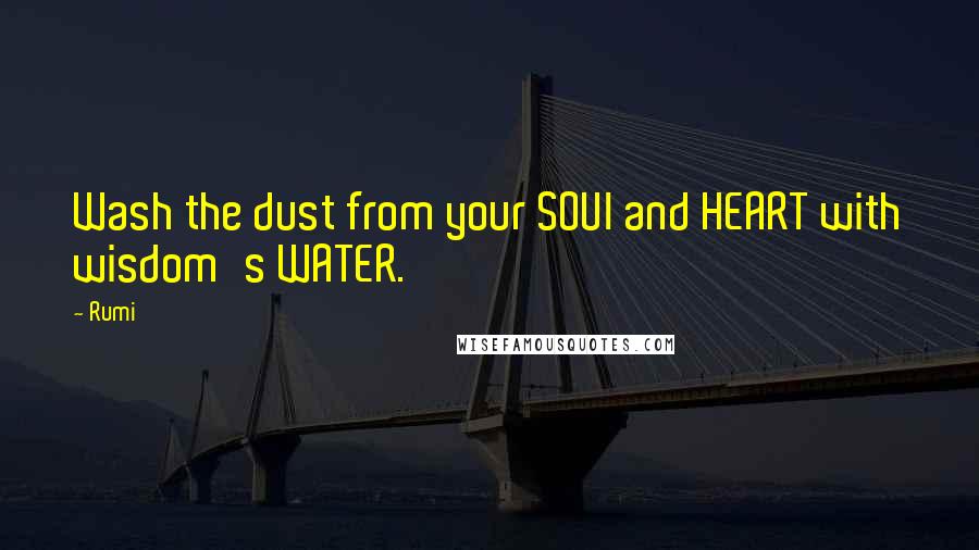 Rumi Quotes: Wash the dust from your SOUl and HEART with wisdom's WATER.