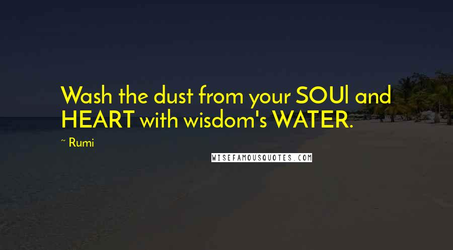 Rumi Quotes: Wash the dust from your SOUl and HEART with wisdom's WATER.