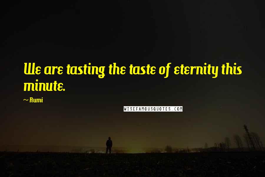 Rumi Quotes: We are tasting the taste of eternity this minute.