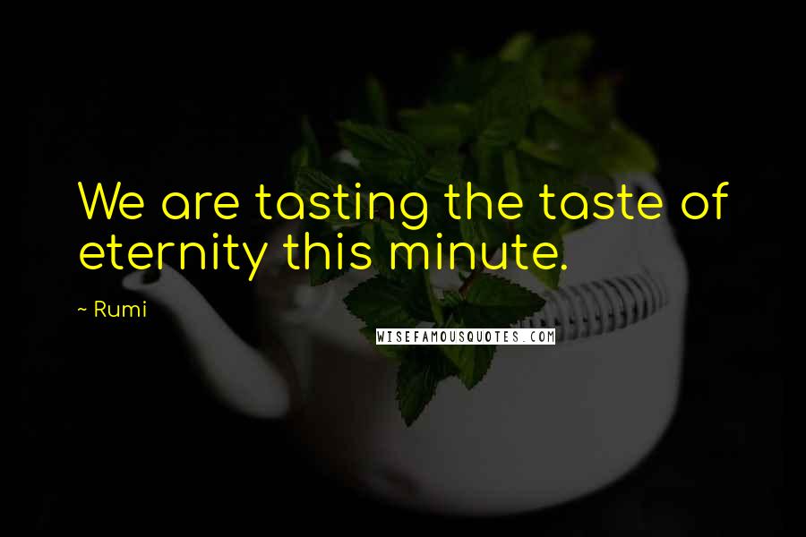 Rumi Quotes: We are tasting the taste of eternity this minute.