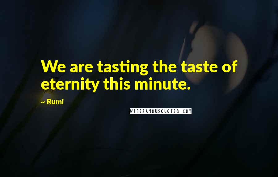 Rumi Quotes: We are tasting the taste of eternity this minute.