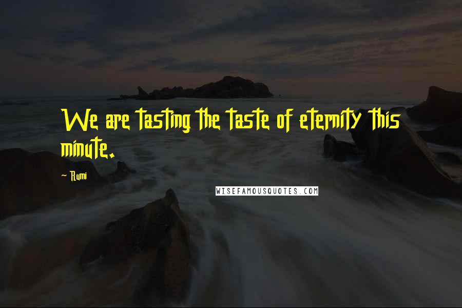 Rumi Quotes: We are tasting the taste of eternity this minute.