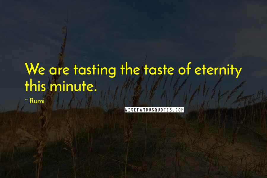 Rumi Quotes: We are tasting the taste of eternity this minute.