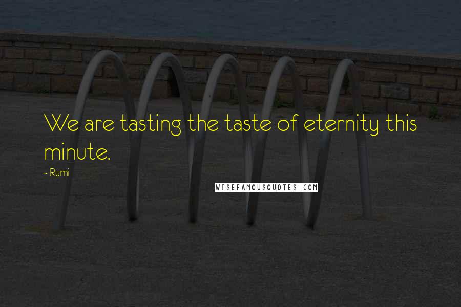 Rumi Quotes: We are tasting the taste of eternity this minute.