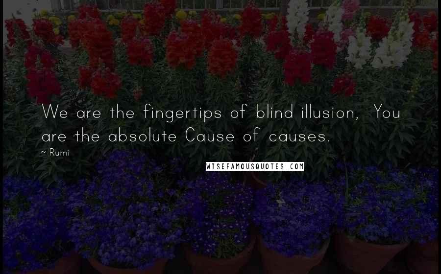 Rumi Quotes: We are the fingertips of blind illusion,  You are the absolute Cause of causes.
