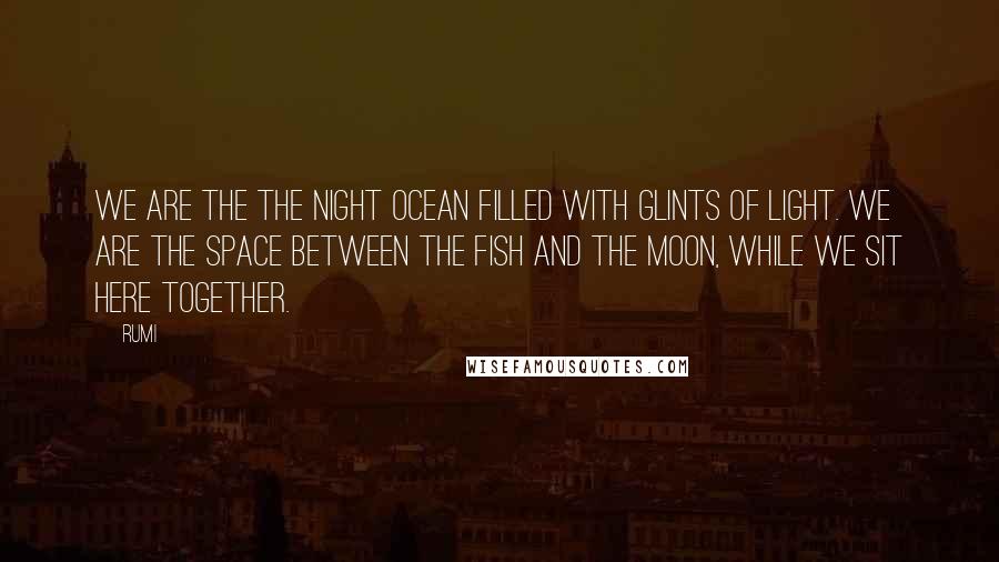 Rumi Quotes: We are the the night ocean filled with glints of light. We are the space between the fish and the moon, while we sit here together.