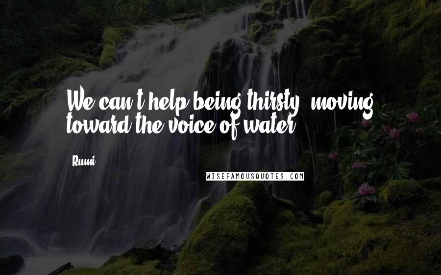 Rumi Quotes: We can't help being thirsty, moving toward the voice of water.