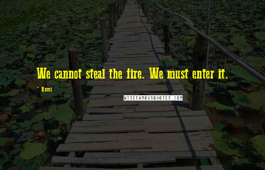 Rumi Quotes: We cannot steal the fire. We must enter it.