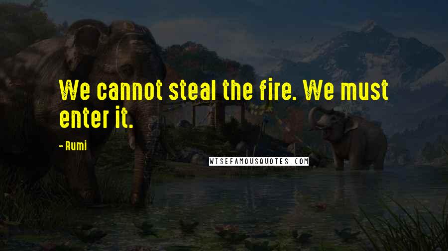 Rumi Quotes: We cannot steal the fire. We must enter it.