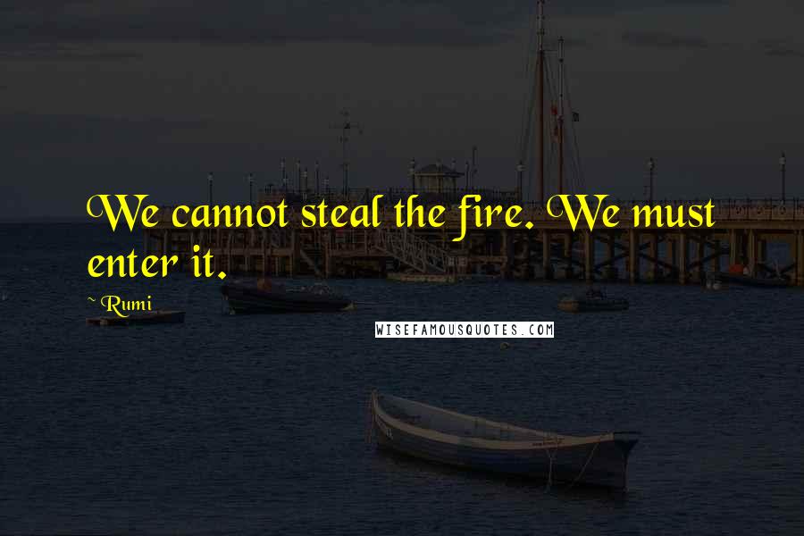 Rumi Quotes: We cannot steal the fire. We must enter it.