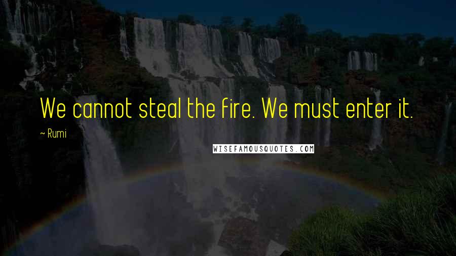 Rumi Quotes: We cannot steal the fire. We must enter it.